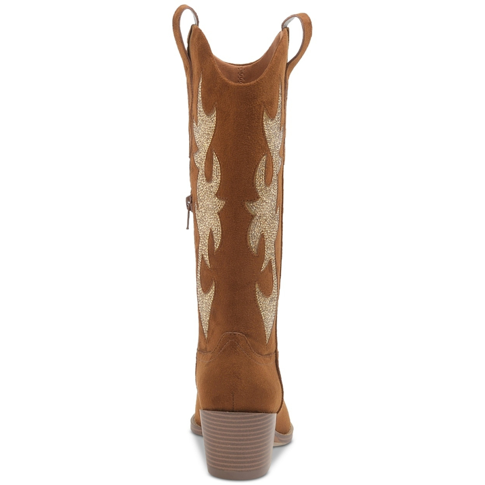 Wild Pair Women's Size 9.5 Brown Suede Cowboy Boots w/ Gold Crystals NIB - Picture 3 of 12
